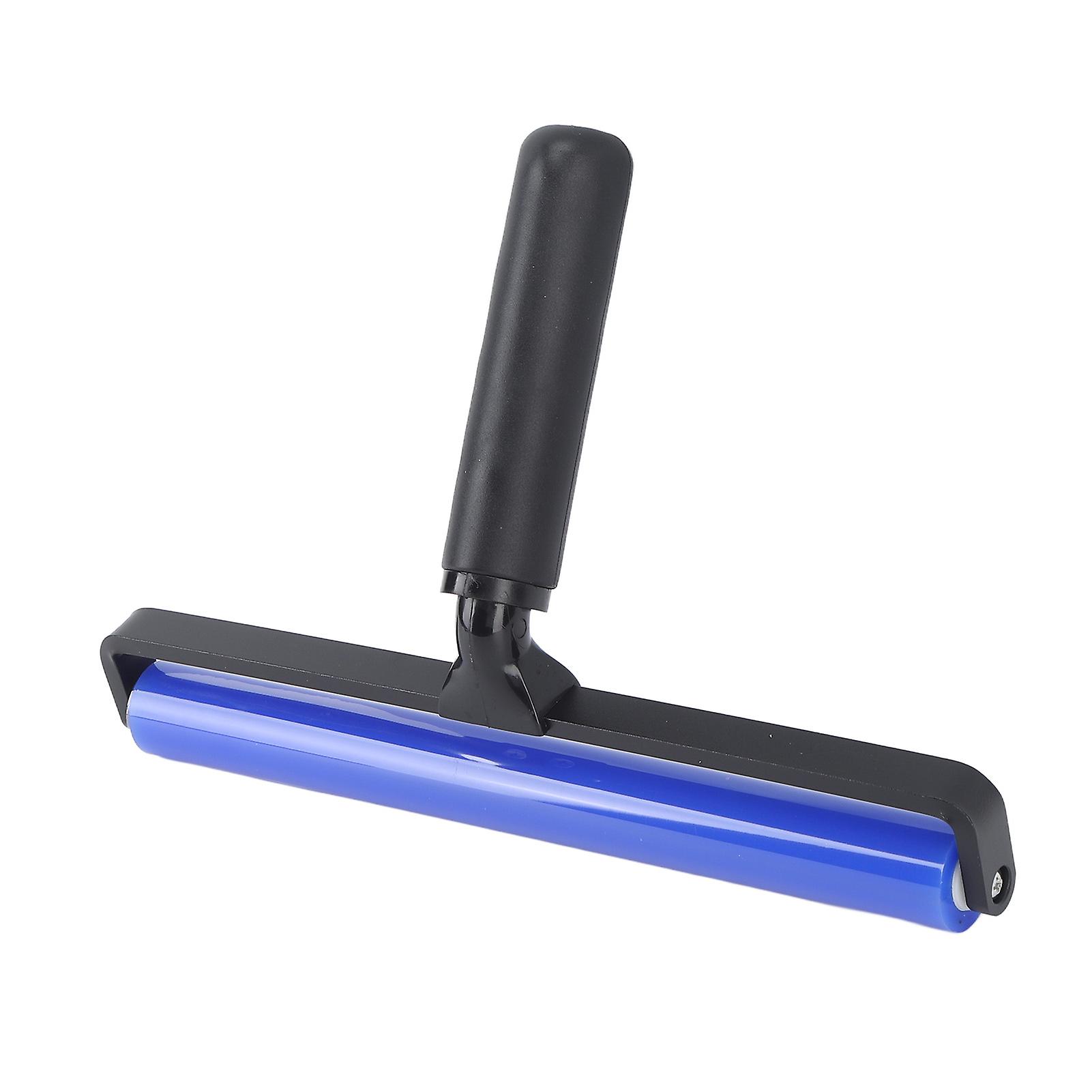 Static Roller Dust Removal Roller Super Sticky Blue Silicone Soft Static Action Cleaner Roller with Black Handle 12in