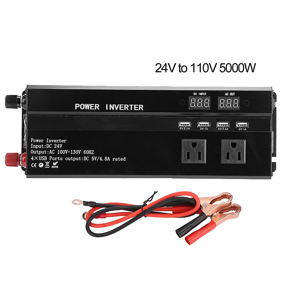 Portable Solar Power Inverter 12V/24V to AC: Safe, Efficient Charging with LCD Display