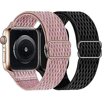 Watch Bands Compatible with Apple Watch Bands 38/40/41mm, Stretchy Nylon Solo Loop Band for iWatch Series 7/6/5/4/3/2/1 SE, Adjustable 2 Pack Elastics