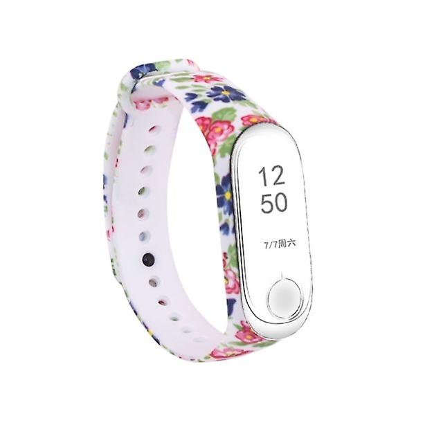 Silicone Watch Band flower pattern Compatible with Mi Band 3