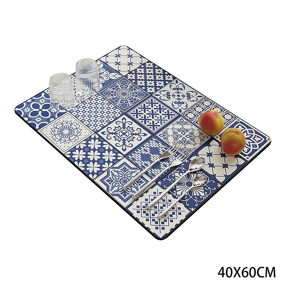Vintage Dish Draining Mat for Kitchen Washable Heat Insulation Mat for Dinnerware Cups