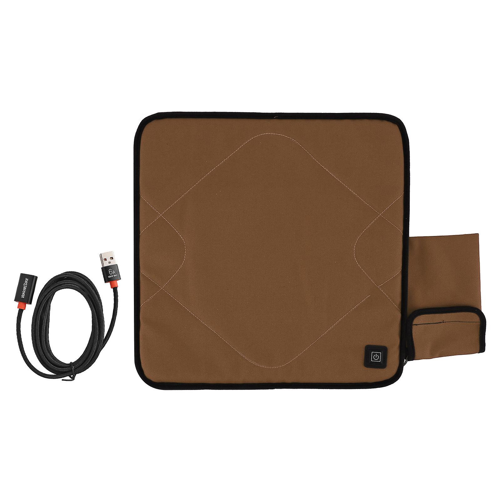 Coussin de siège chauffant portable à température réglable par USB, idéal pour l'automne, l'hiver, le camping, la pêche, kaki