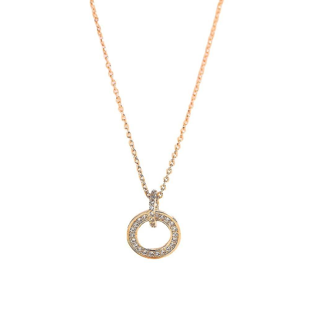 Collier pendentif rond dame, or rose