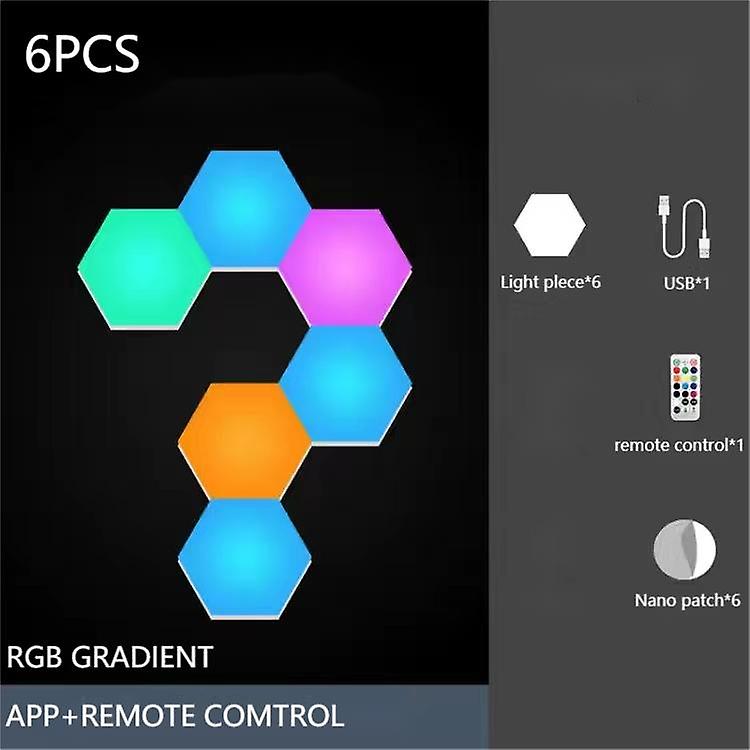 Rgb Hexagonal Light Game Atmosphere Light Intelligent Voice Control Induction Bluetooth App Remote Control Rhythm Light