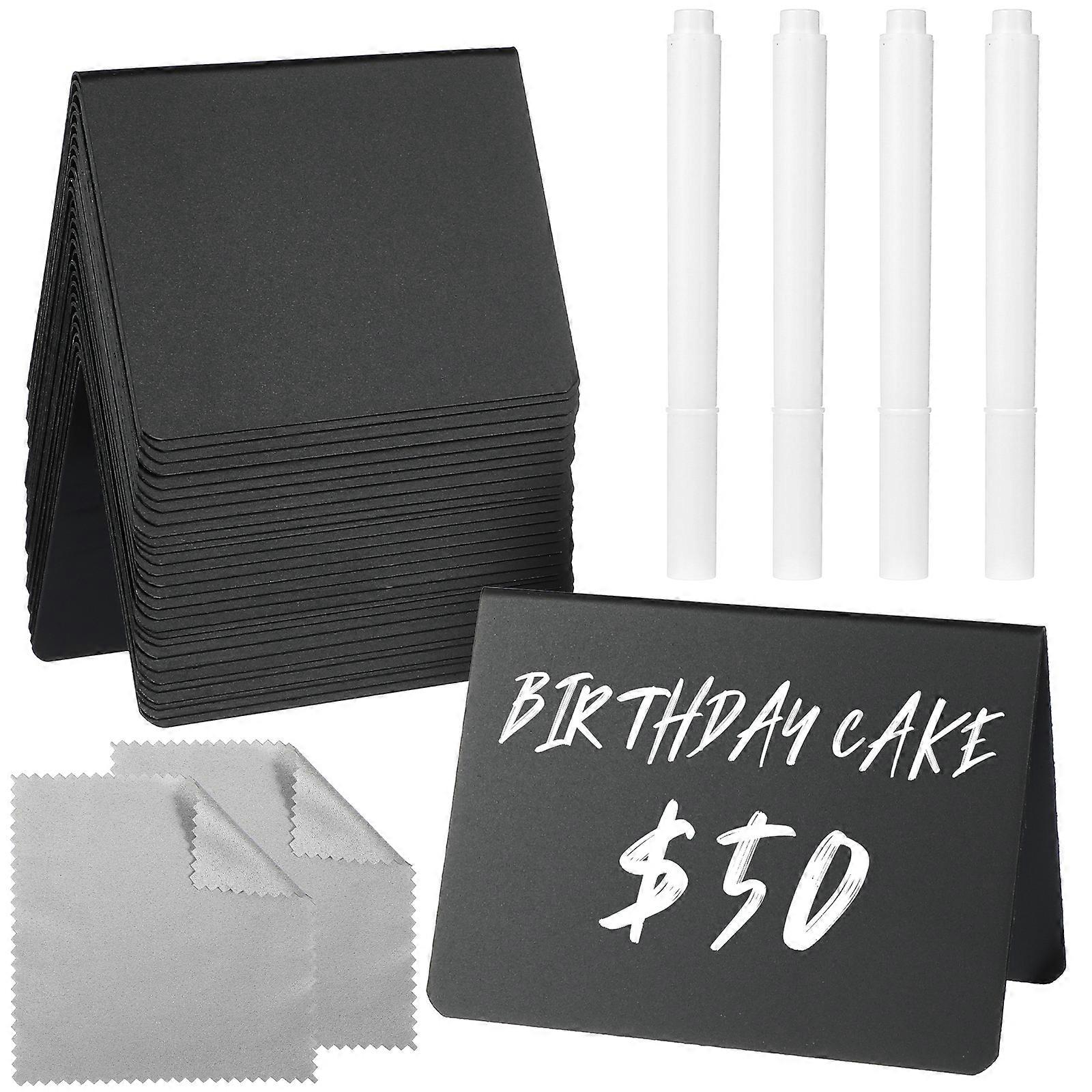 30 Stück Mini-Kreidetafeln doppelseitig abwischbare kleine Tafeln mit 4 Maker-Stiften und 2 Mikrofasertüchern