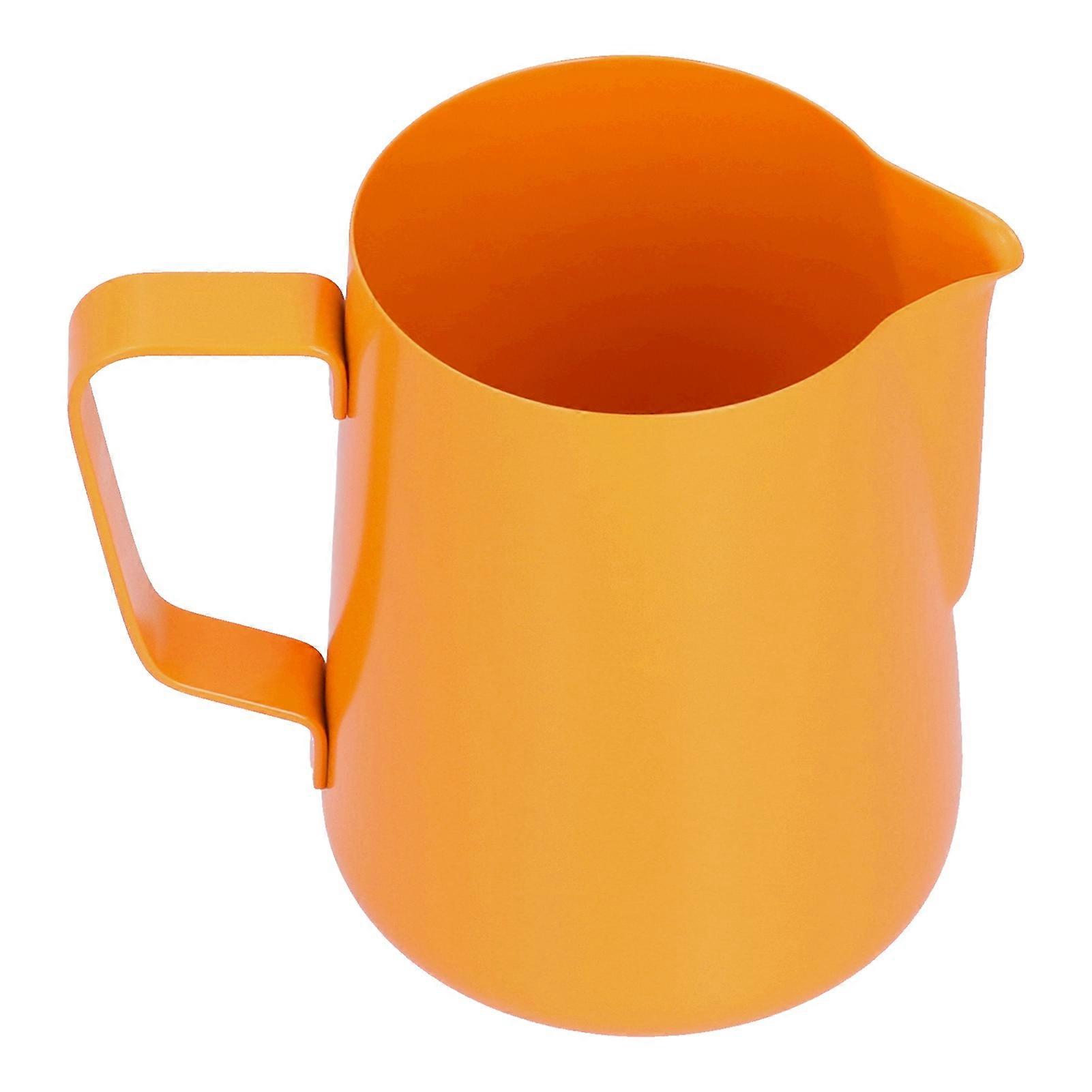 600ml Stainless Steel Frothing Pitcher Milk Coffee Frothing Jug with Pointed Spout for HomeOrange