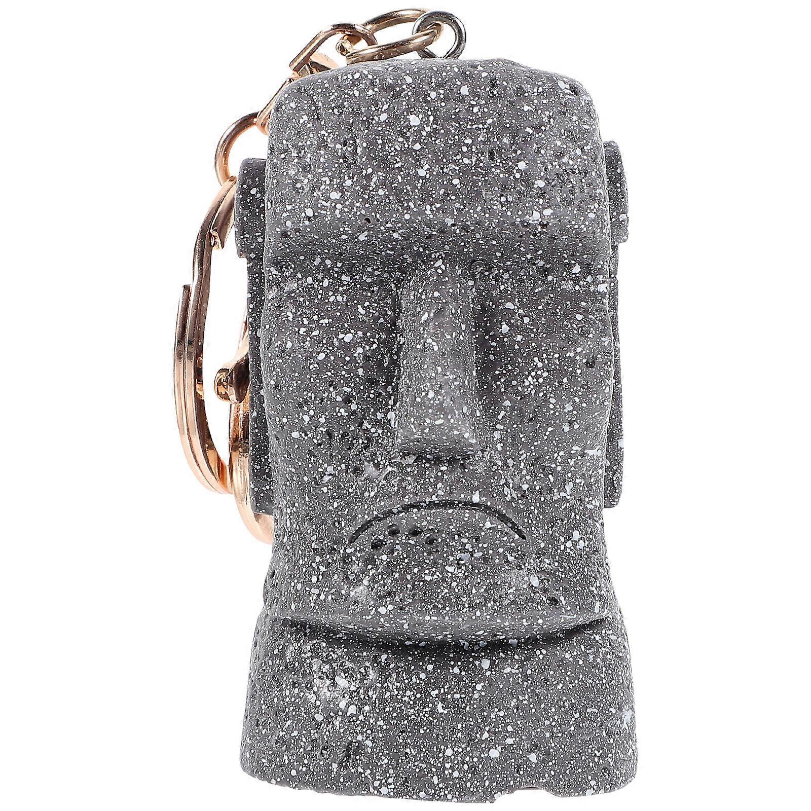Moai Keychain Bag Backpack Hanging Keychain Moai Head 3D Figurine Keyring