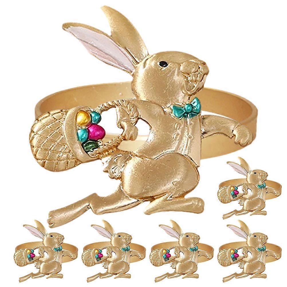 6 Pcs Lapin De Pâques Ronds De Serviette Lapin Rond De Serviette De Serviette De Table Décoration