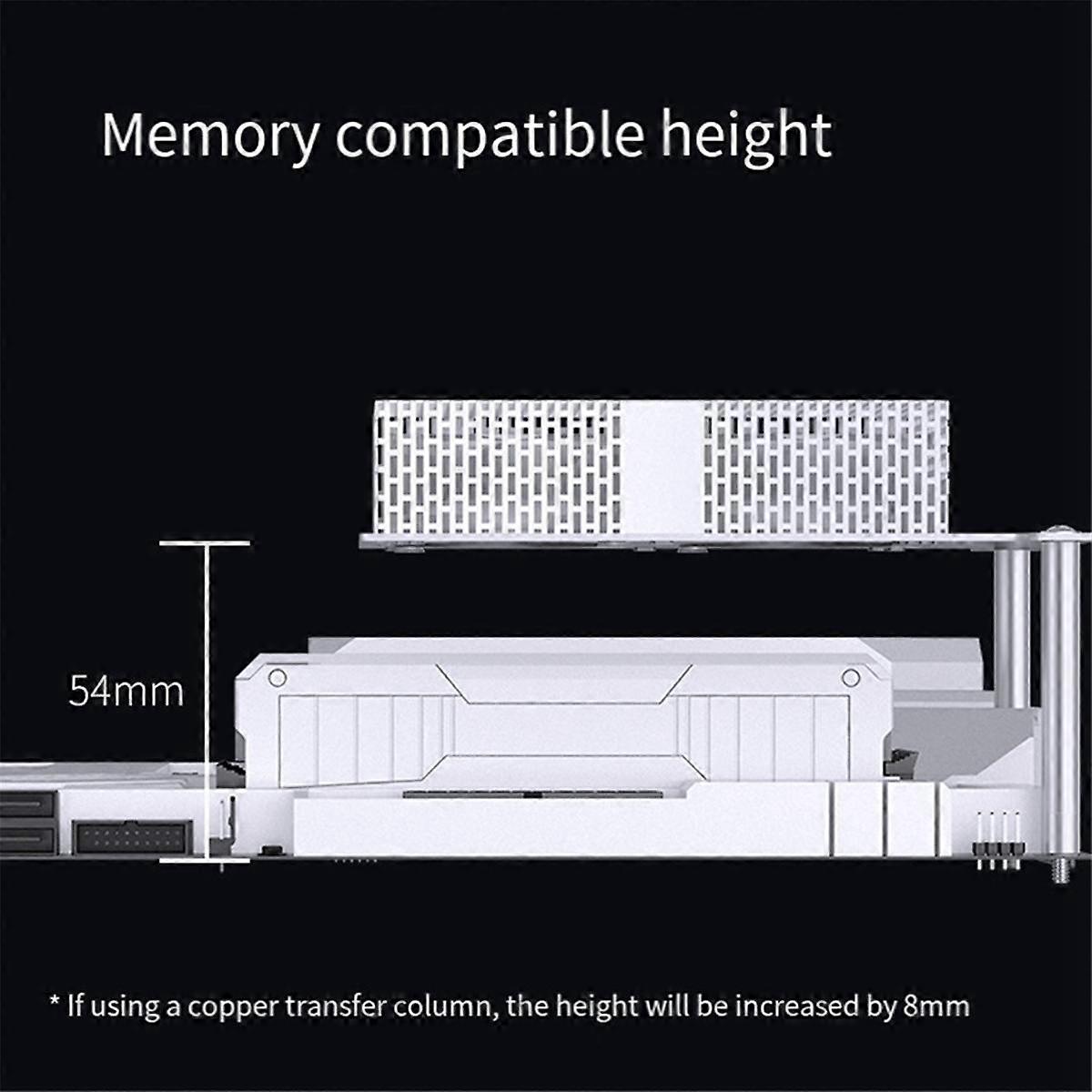 for MATX Motherboard -2 Memory Stick Cooler DDR4 DDR5 Overclocking ARGB Thermal Vest Memory Fan Module, White