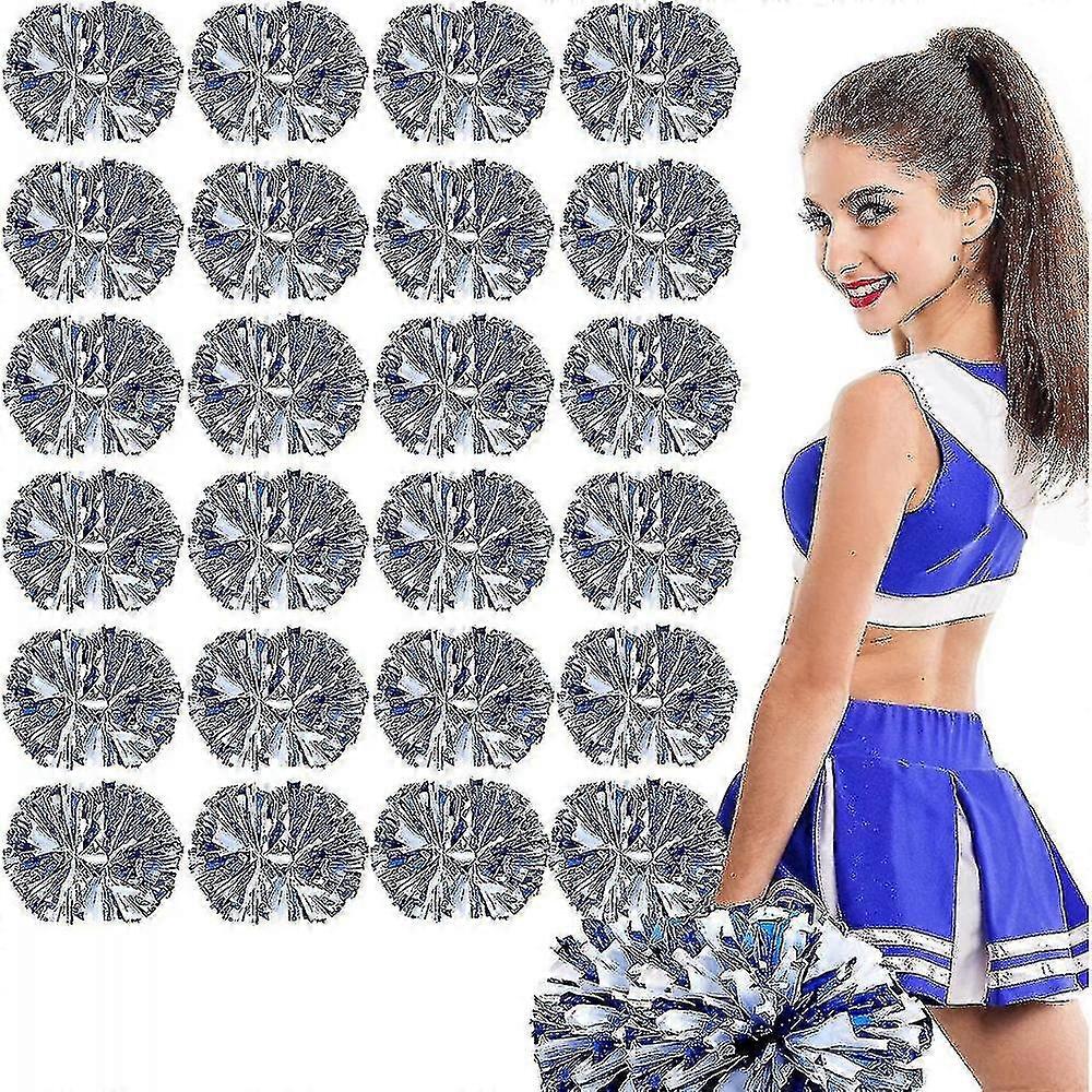 24 Pack Metallic Cheerleading Pom Pom 12 Inch Cheerleader Pom Poms With Baton Banmo PAS