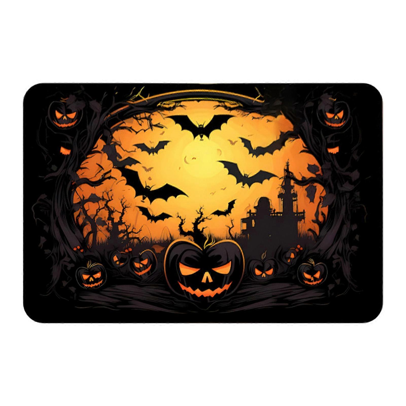 שטיח ליל כל הקדושים שטיח אמבטיה שטיחון רצפה סופר סופג נגד החלקה נגד החלקה הדפס עטלף דלעת רב תכליתי קישוט מסיבת ליל כל הקדושים שטיח מטבח