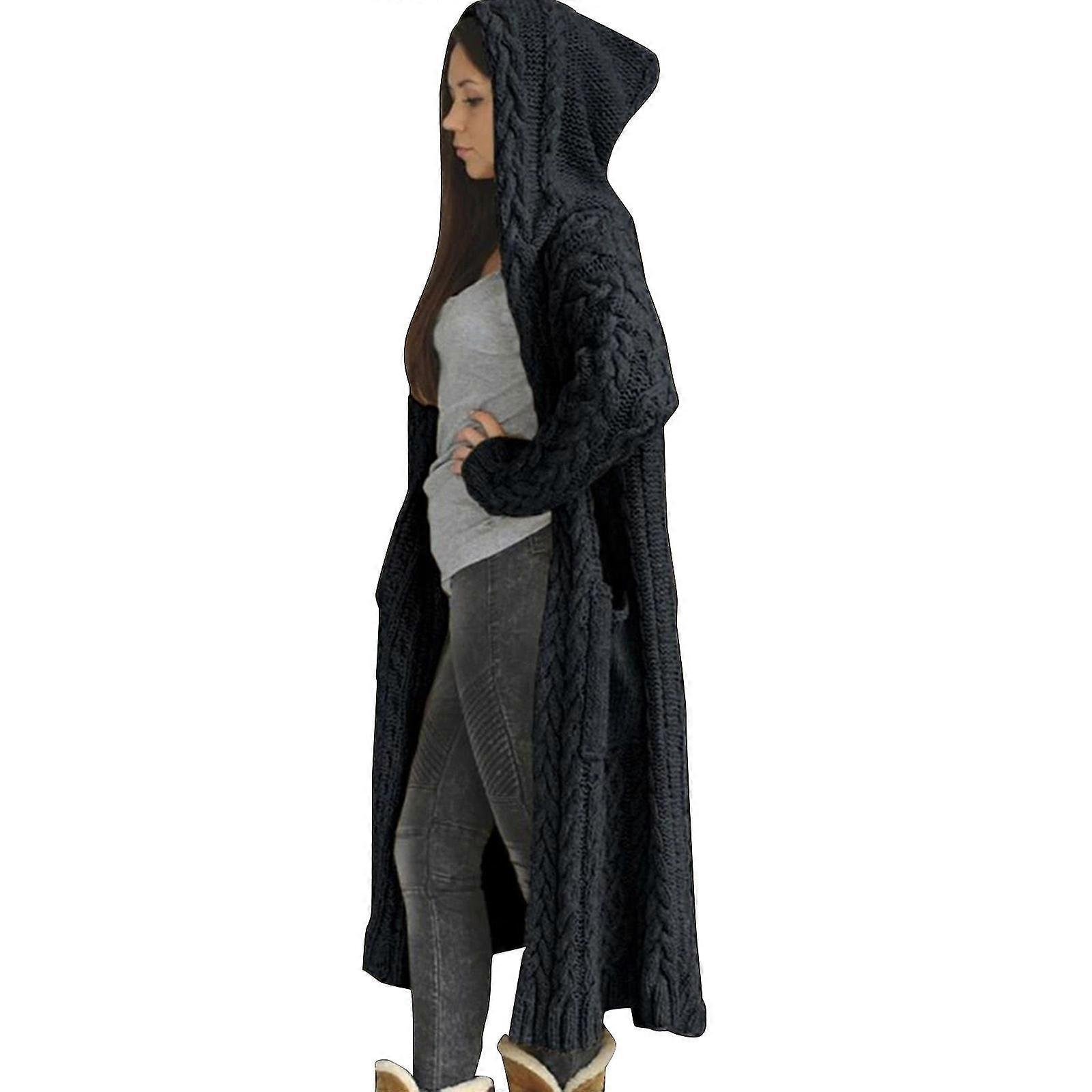 Hooded Long Thick Sweater Hooded Cardigan Heavy Long Cardigan Sweater Elegant Womens Hooded