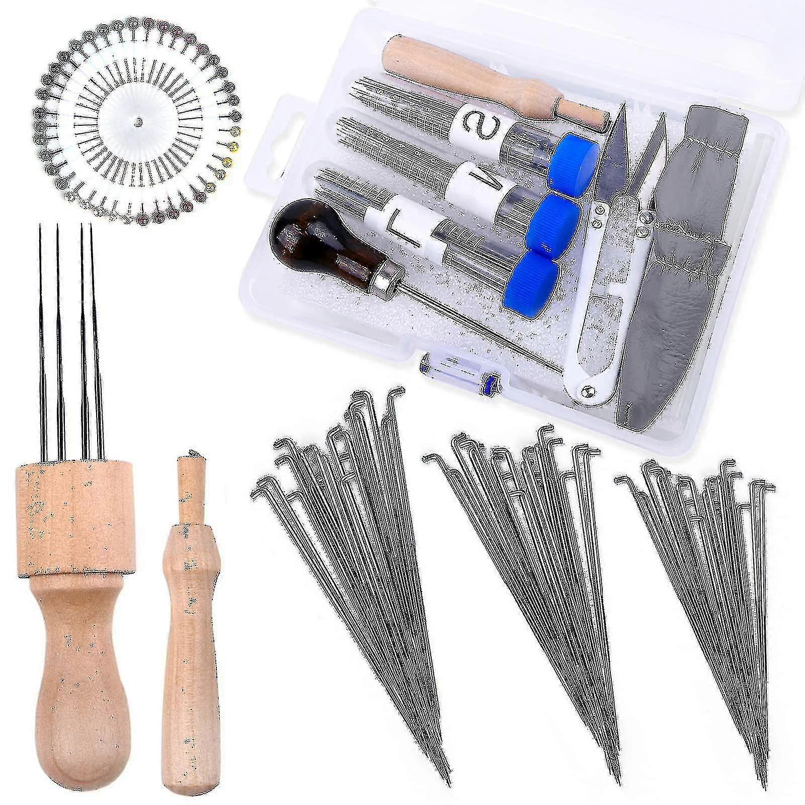 Wool Felting Needles Tool, Needle Felting Supplies Includes 60pcs Wool Felting Needle, 2pcs Felting Needle Tool-xjw