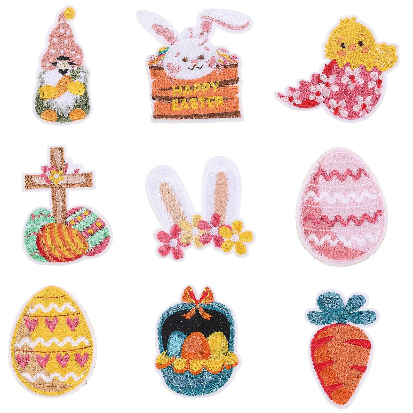 9pcs Paște brodate haine patch-uri fier de Paște pe cusut pălărie blugi patch-uri