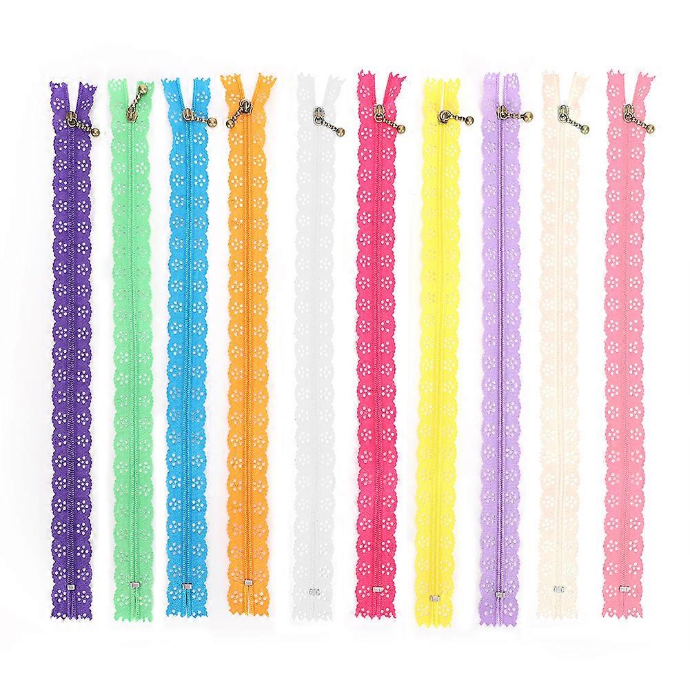 10Pcs Lace Zipper Mixed Style Bud Silk Shape No.3 Nylon Sewing Clothing Accessories 30cm