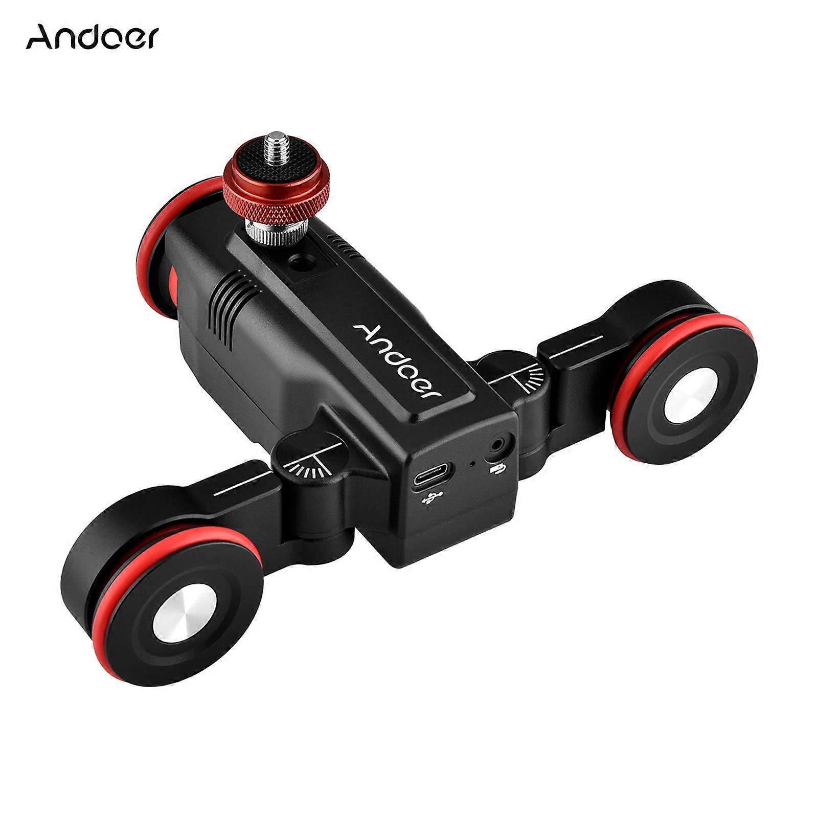 Andoer L5i Pro Wireless Camera Video Auto Dolly 3-Wheels Motorized Slider Dolly Car Mobile APP Control Time-lapse Straight/Curved Line Photography Adj