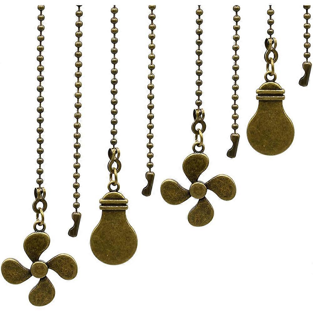 4Pcs Ceiling Fan Pull Chain Set,Bulb and Fan Pattern Pull Chain Extension Fan Pull Chain Pendant 12 Inch(Antique Bronze)