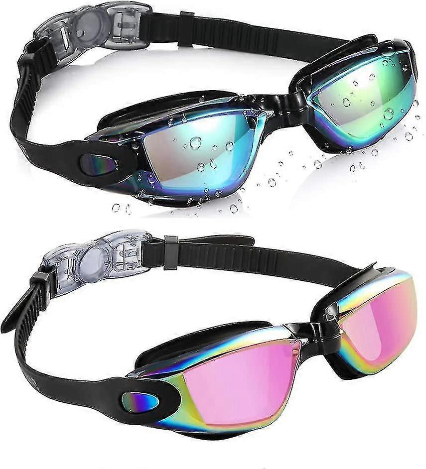 スイムゴーグル、2パックスイミングゴーグル漏れ禁止霧大人の男性女性