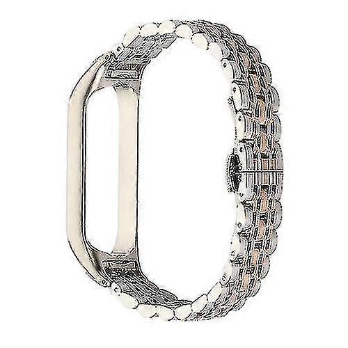 For Xiaomi Mi Band 4 / 3 Seven-beads Stainless Steel Replacement Strap Watchband