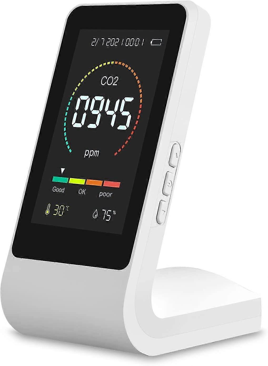 Wabjtam Air Quality Monitor, 3 In1 Co2 Meter Smart Air Quality Detector Digital Temperature Humidity Sensor Tester Multifunctional Air Quality Monitor