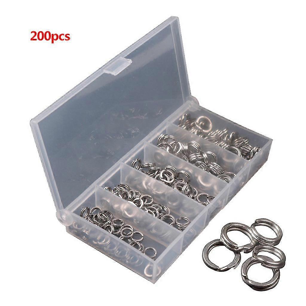 200 Pcs/box Stainless Steel Split O-ring Heavy Fish Box Double Ring Connector Fi