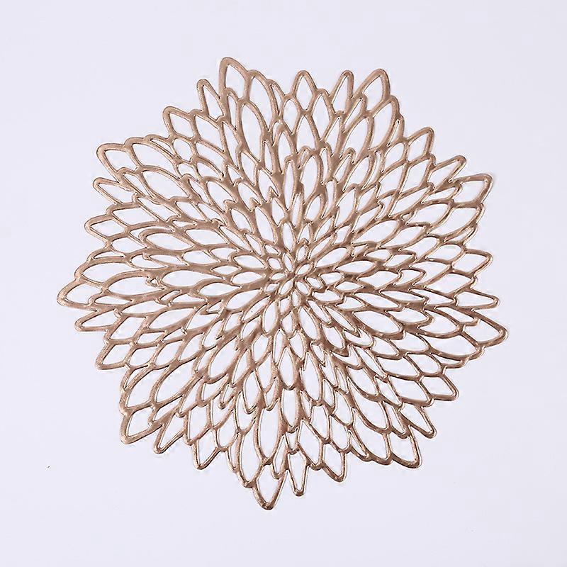4pcs Flower Metallic Placemats Vinyl Hollow Mats Non-Slip Heat Insulation Decorative Table Mats