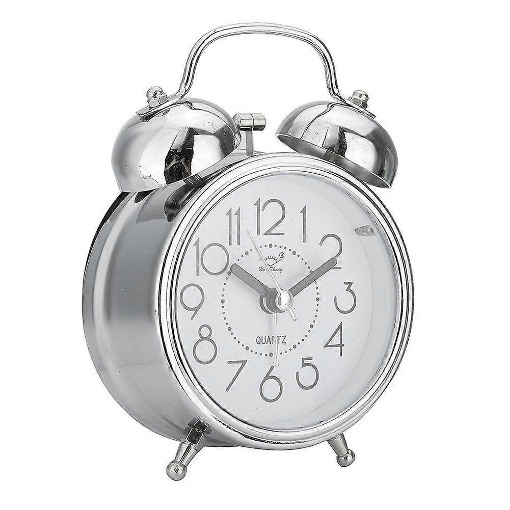 Classic Silent Double Bells Quartz Movement Bedside Table Retro Mini Alarm Clock
