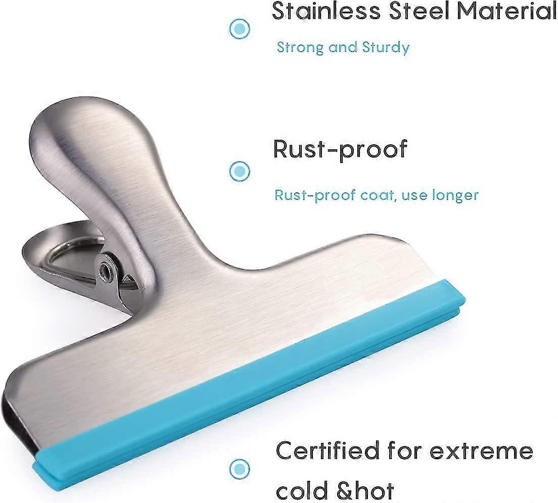 3 Pack Chip Bag Clips Covered With Silicone - No More Sharp Edges - Color Coded With 3 Different Colors Perfect For Food Bags - Air Tight Seal, Heavy