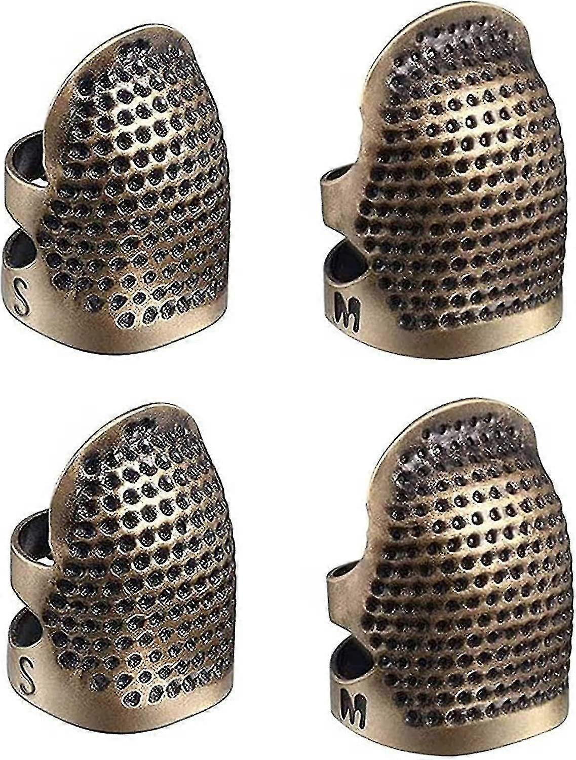 4pcs Sewing Thimbles, Metal Sewing Thimbles Finr Protector, Two Sizes 4pcs