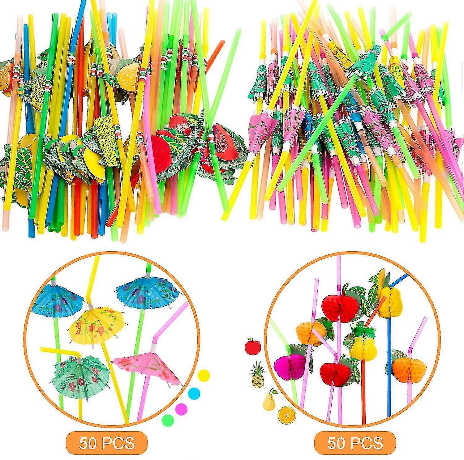 100 Pcs Party Disposable Umbrella Creative Straws