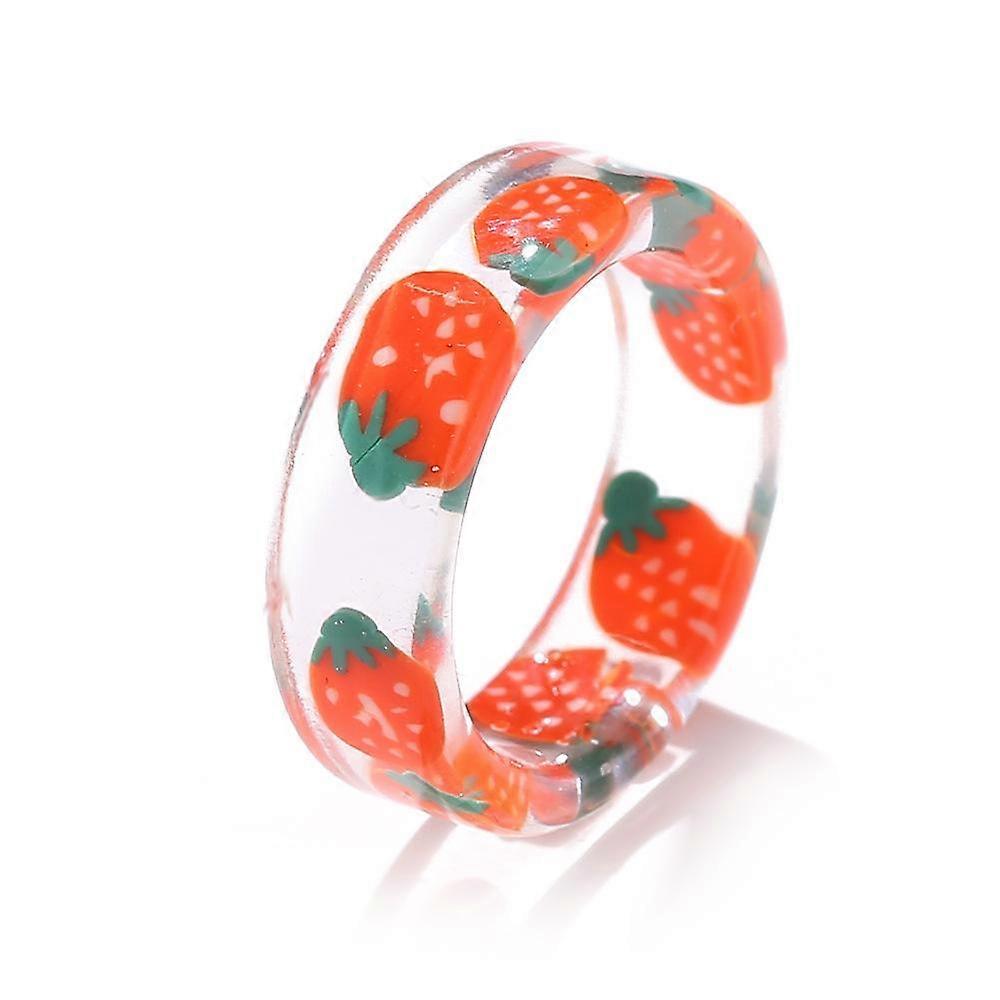 Resin Fruit Rings Cute Pitaya Strawberry Watermelon Lemon Kiwi Grape Grapefruit Strawberry Plastic Y2k Resin