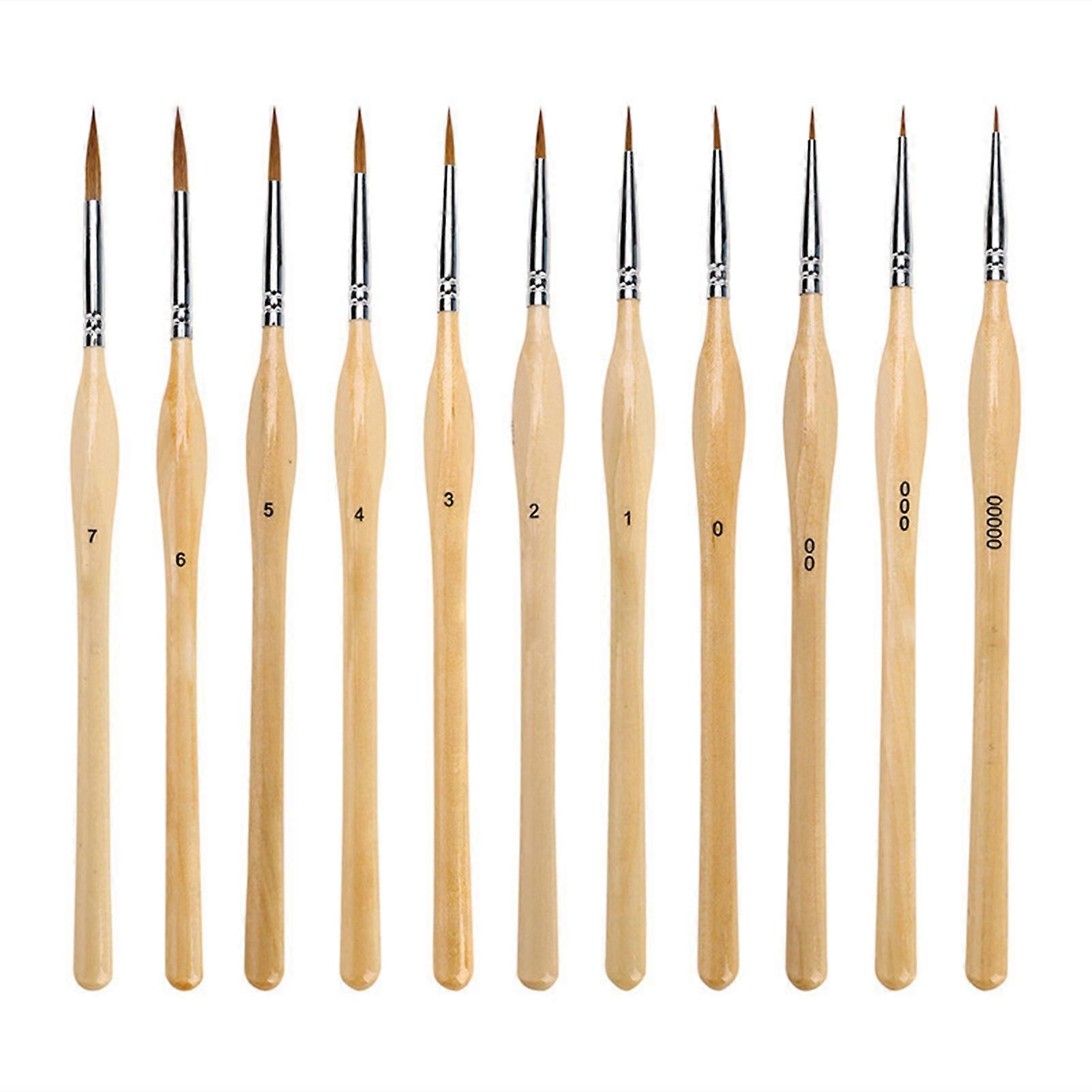 11Pcs Premium Miniature Paint Brushes Set Fine Detailing Soft Nylon Bristles Wood Handles Watercolor Brush KAESI
