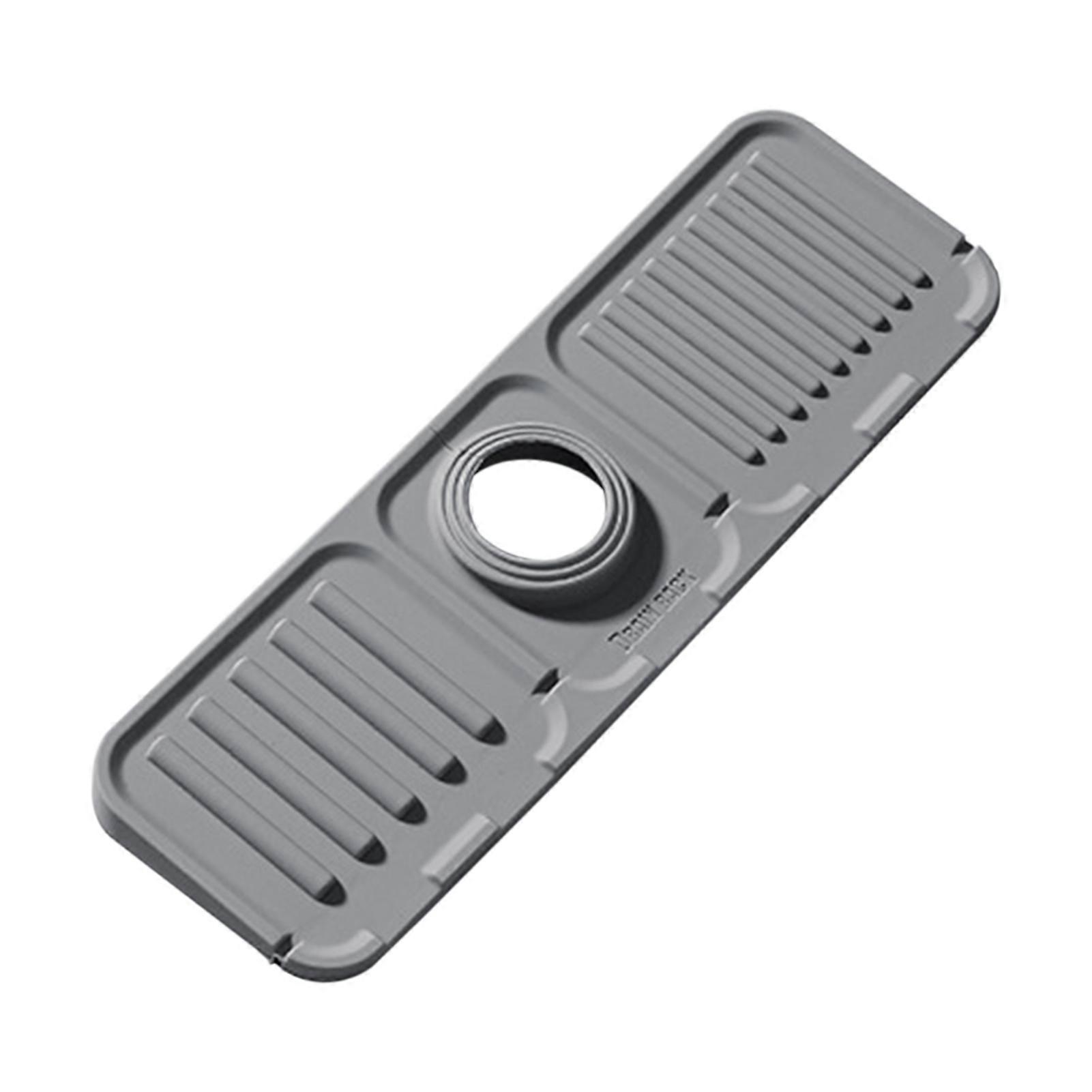 Silicone Faucet Pad Fast Drying Mat with Integrated Drain Tray Easy to Clean Splash Guard for Bathroom Kitchen Organizer