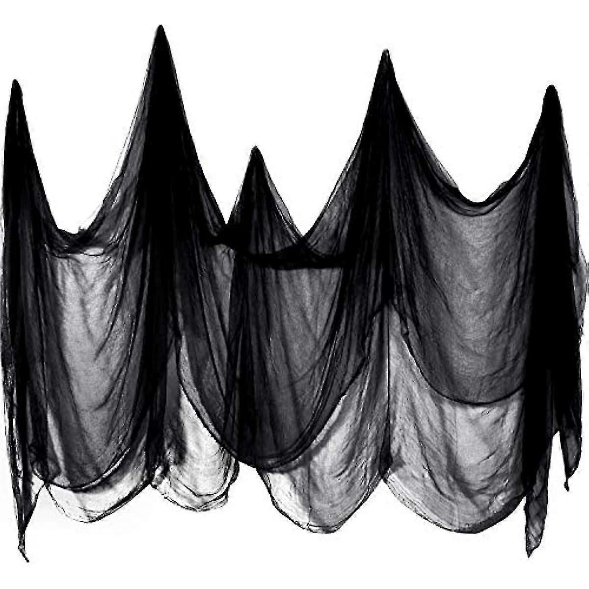 Lelesta 200 X 500 Cm Creepy Cloth Spooky Cheesecloth Cotton Muslin Cloths Halloween Decorations For Haunted Houses Party Doorways Outdoors (black)