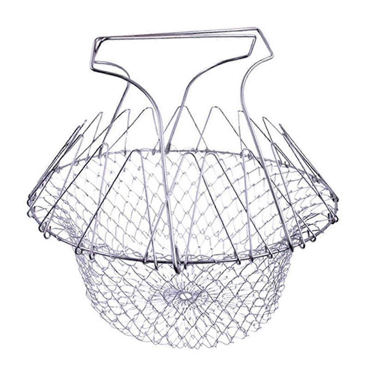 Kitchen Multi-Function Poaching Boiling Deep Frying Basket, Household Folding Draining Basket