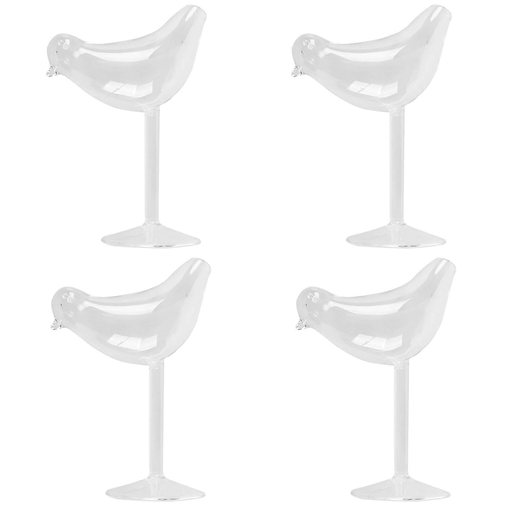 4X 150Ml Creative Bird Shape Cocktail Goblet Glass Personality Molecular Smoked Modelling Glass Fan