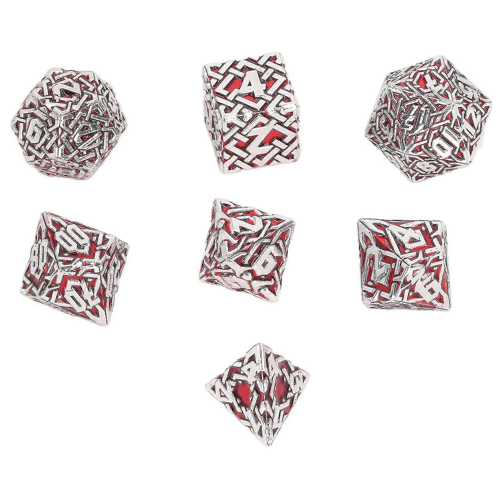 7pcs Polyhedral Dice Set Maze Pattern Clear Number Soild Exquisite Carving Electroplate Board Game Dice