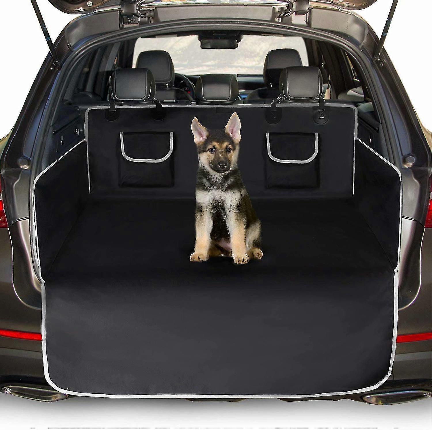 MIMIGO Protecteur universel de coffre de voiture pour chien, 2 grandes poches, étanche antidérapant, 185 x 103 cm Housse de coffre pour la plupart des voitures, noir