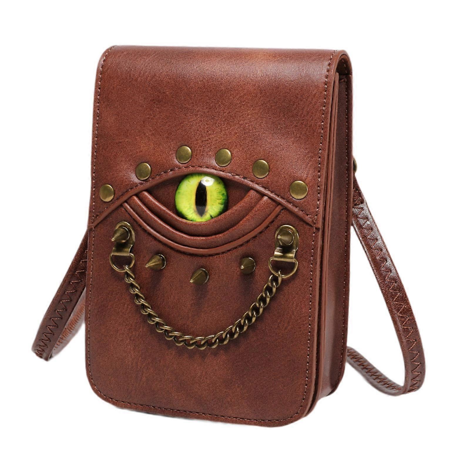 Matkapuhelin kukkaro Y2K laukku laukku PU nahkaniitit vedenpitävä puhelinkukkaro vaaleanruskea