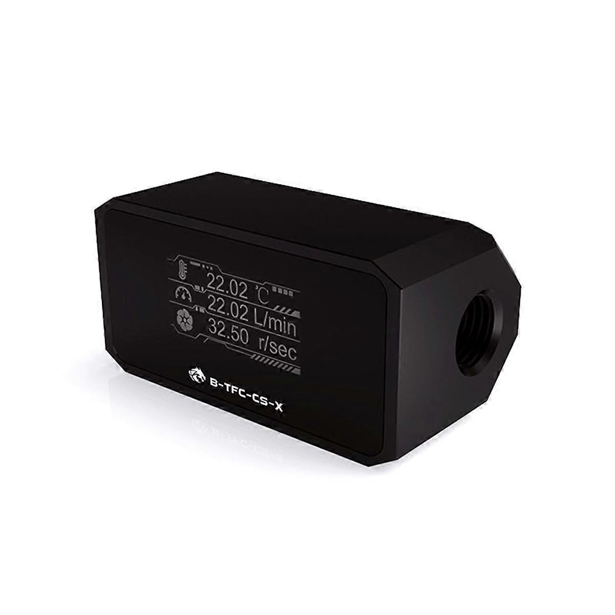 B---X Water Cooler System Monitor for Temperature Meter/Water Flow OLED Display Double G1/4Inch Flow Error Alarm