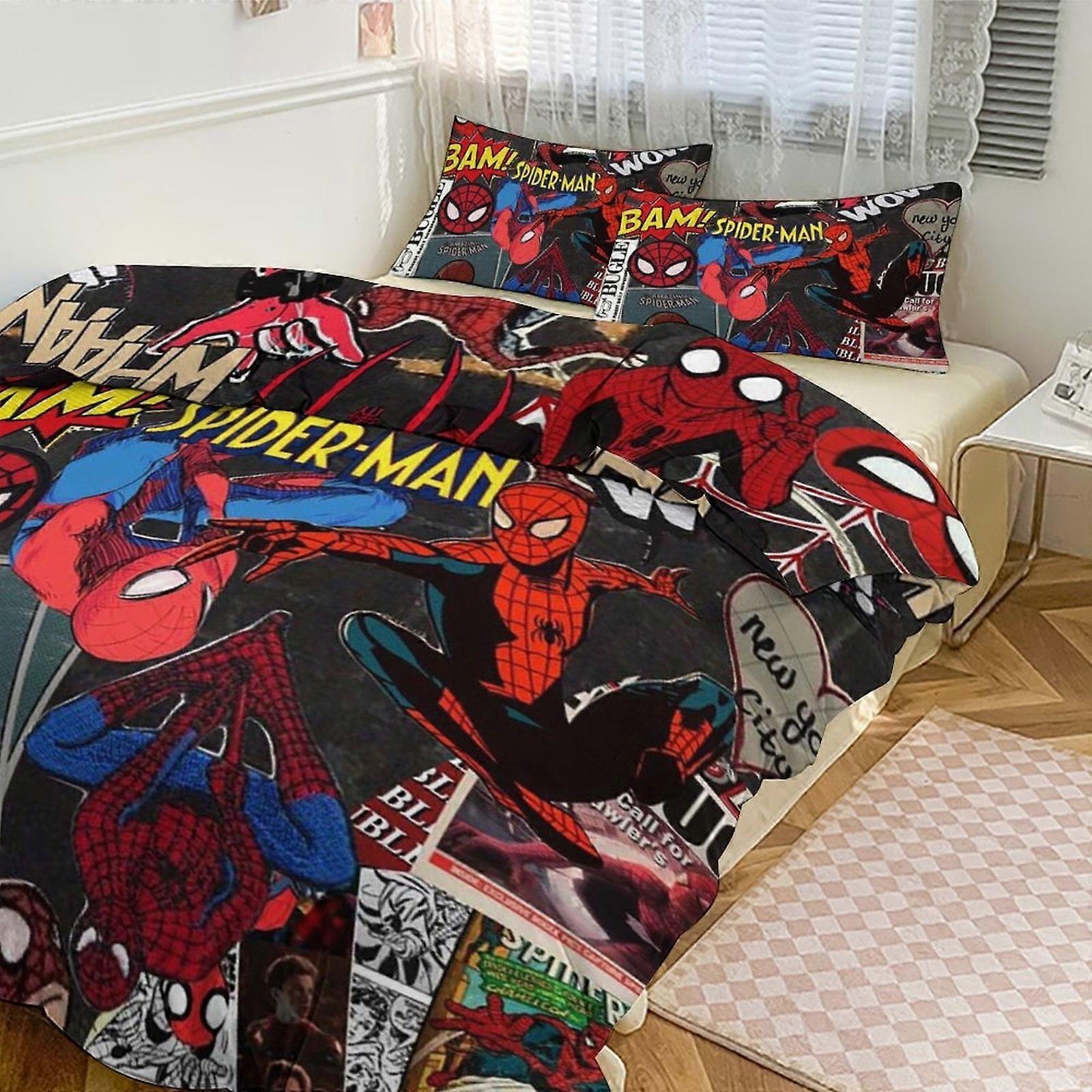 Kt31 Spiderman Bedding Sets for Kids Men Women Twin Size 3pcs 1 Comforter Cover And 2 Pillowcases-xp Tp31