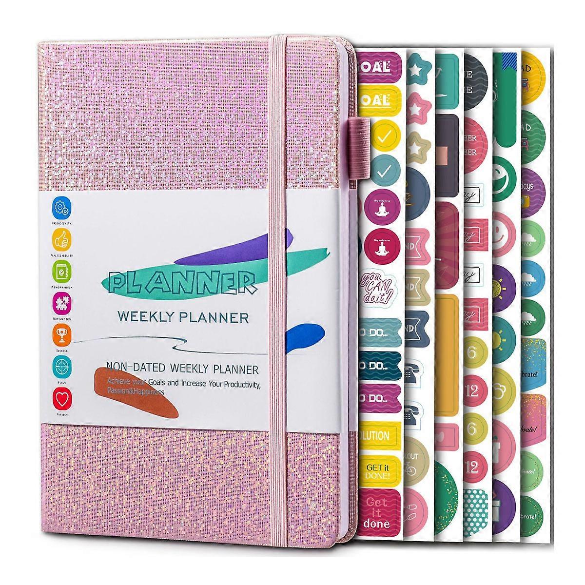 Daily Planner, Undated Planner, Task & To-do List, Schedule Organizer, A5 Size, With stickers