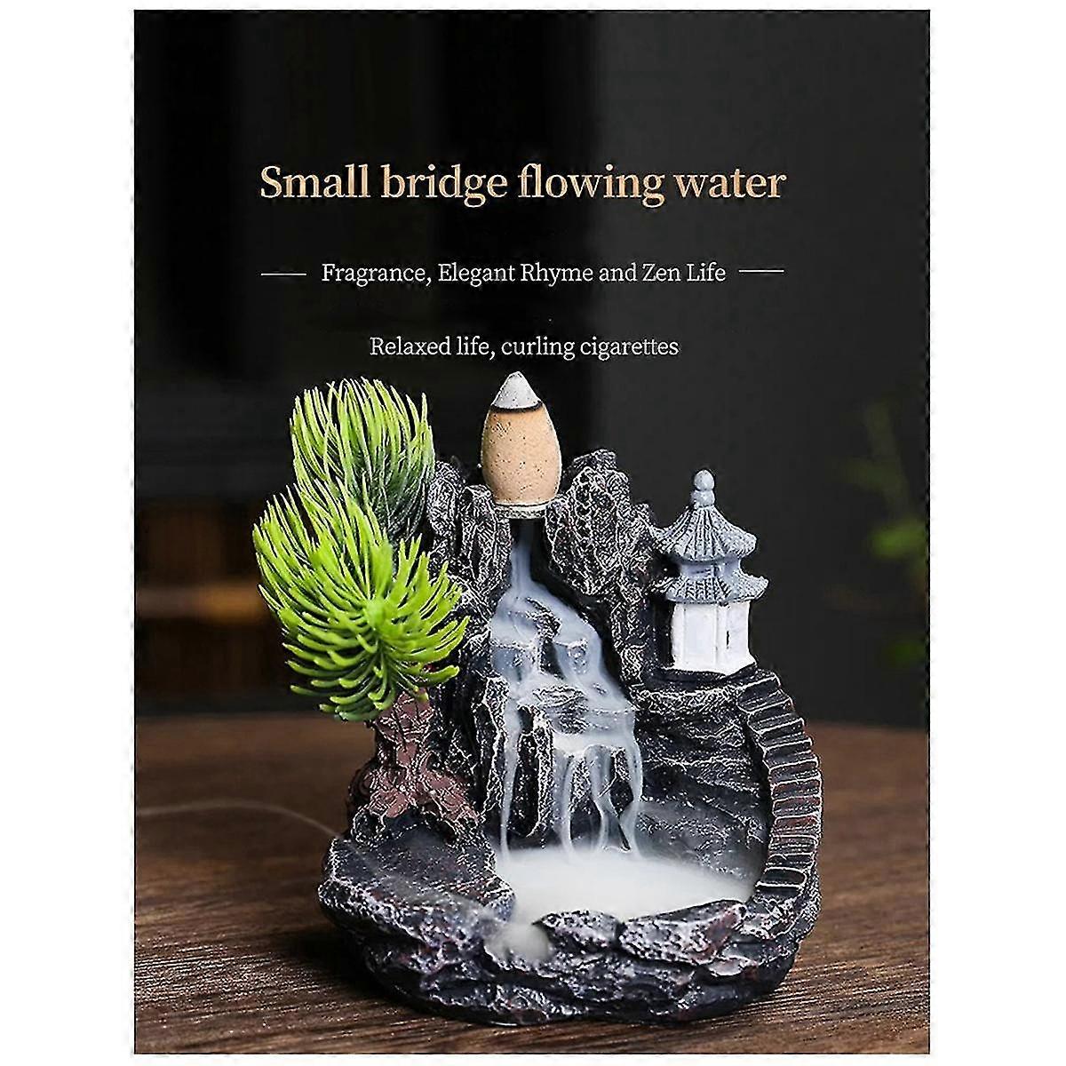 High Mountain Flowing Waterfall Backflow Incense Burner Home Fragrance Diffuser Incense Burner Decoration,c