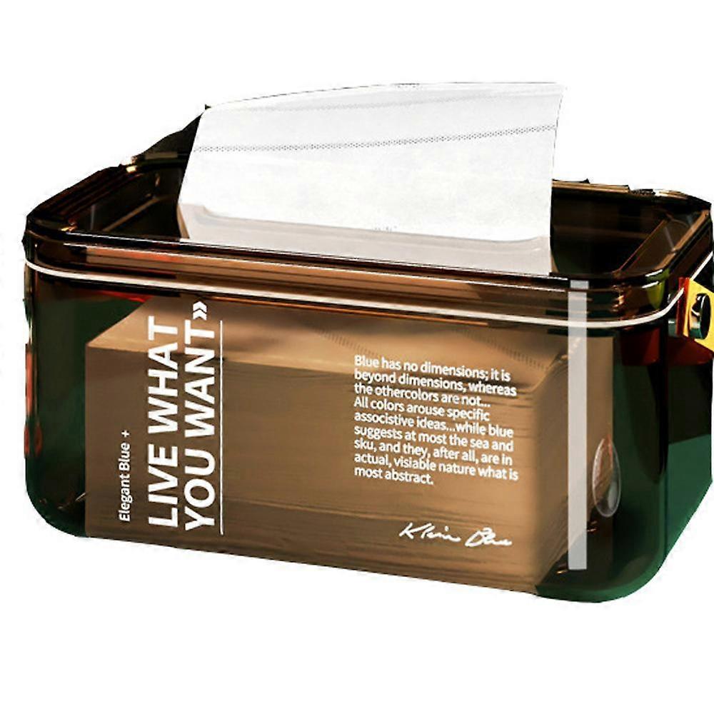 Tissue Box with Handle Transparent Rectangular Napkin Organizer for Bathroom, Kitchen and Office Bed