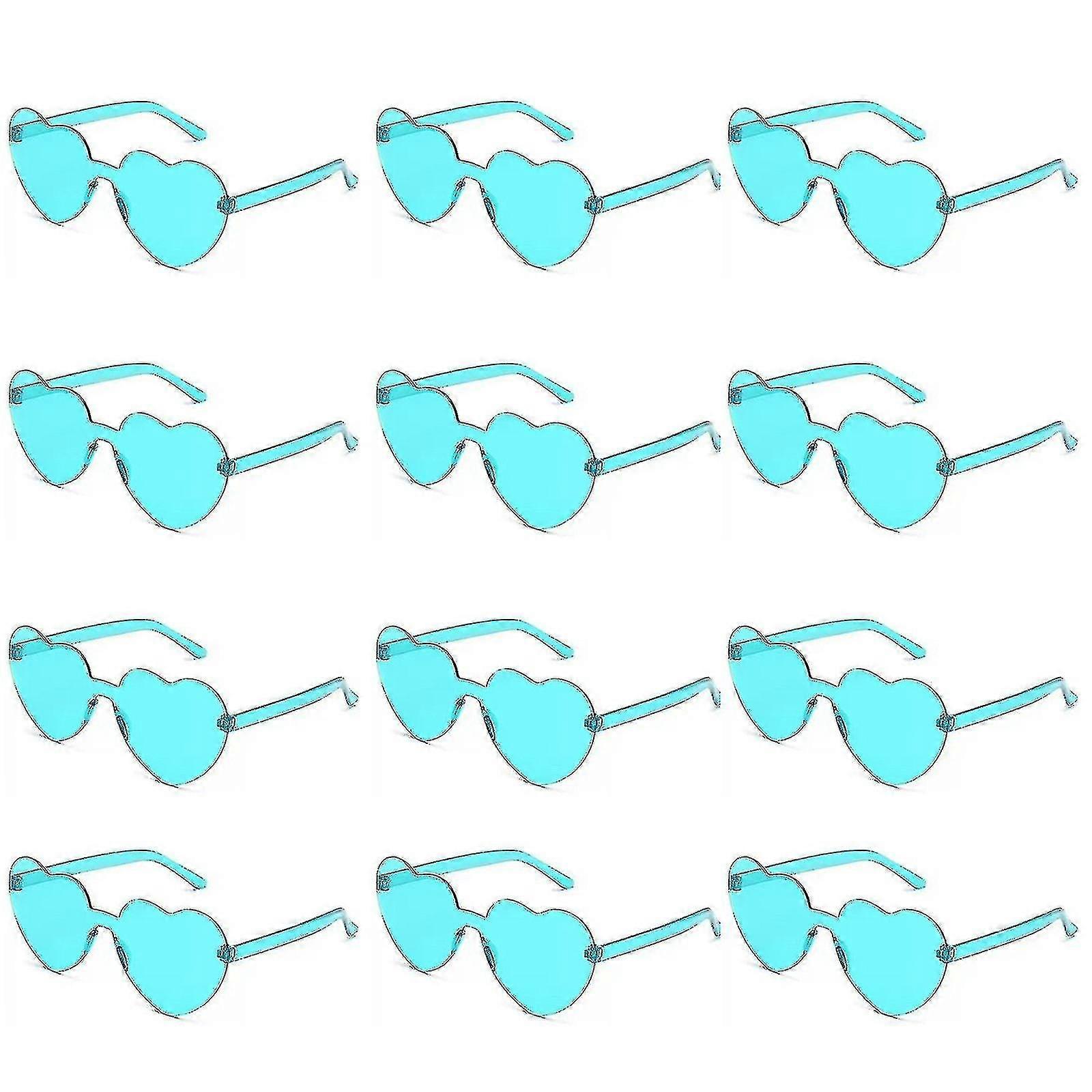 חדש לגמרי 12pcs משקפיים ללא מסגרת בצורת לב אופנתי שקוף שקוף צבע משקפיים עבור המפלגה לטובת 2023 Hotsale! (קרית שמונה)