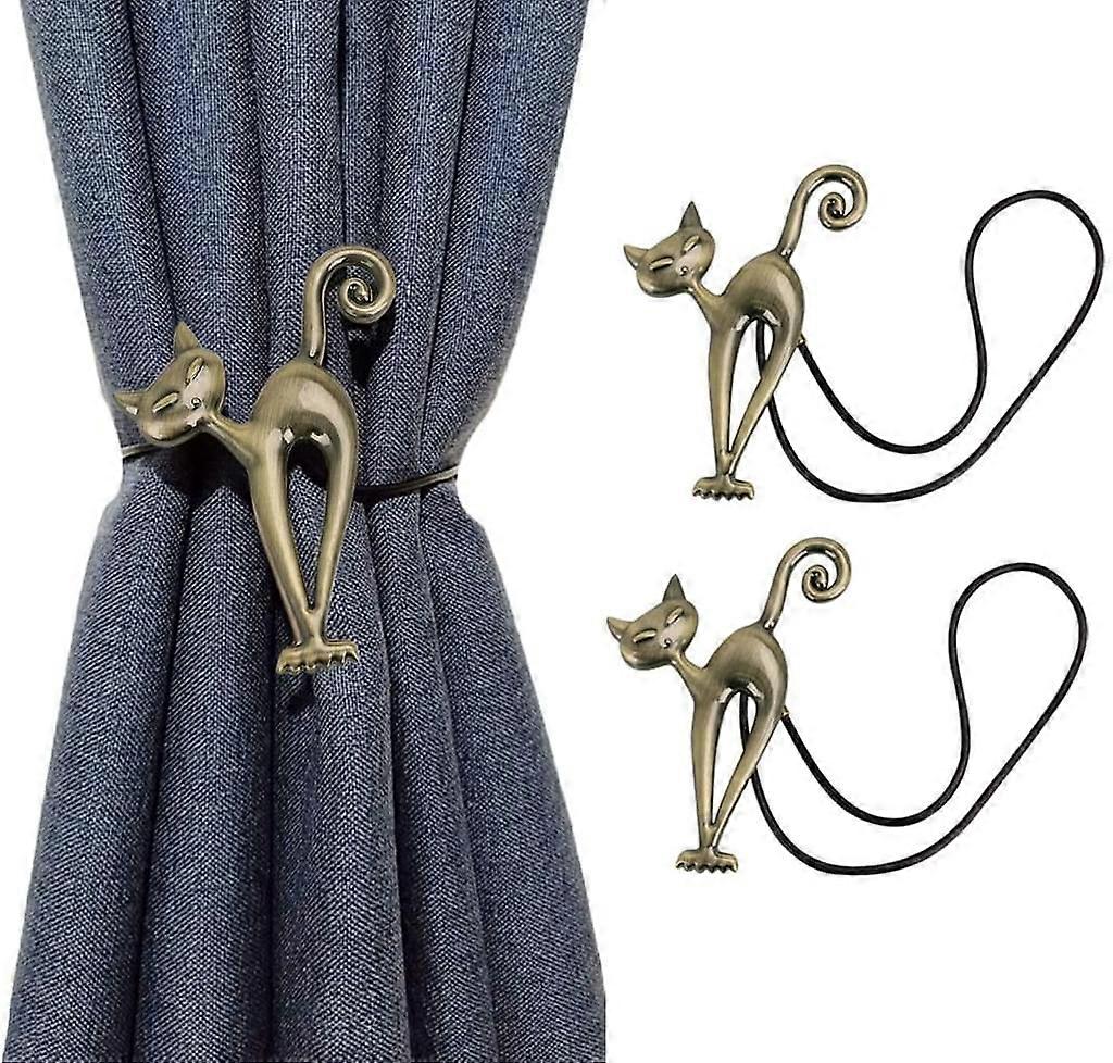 Dekorative magnetische Vorhang-Tiebacks - Creative Cat Design - 2er-Set - Vorhang-Halteschnallen für Home Office Hoteldekoration