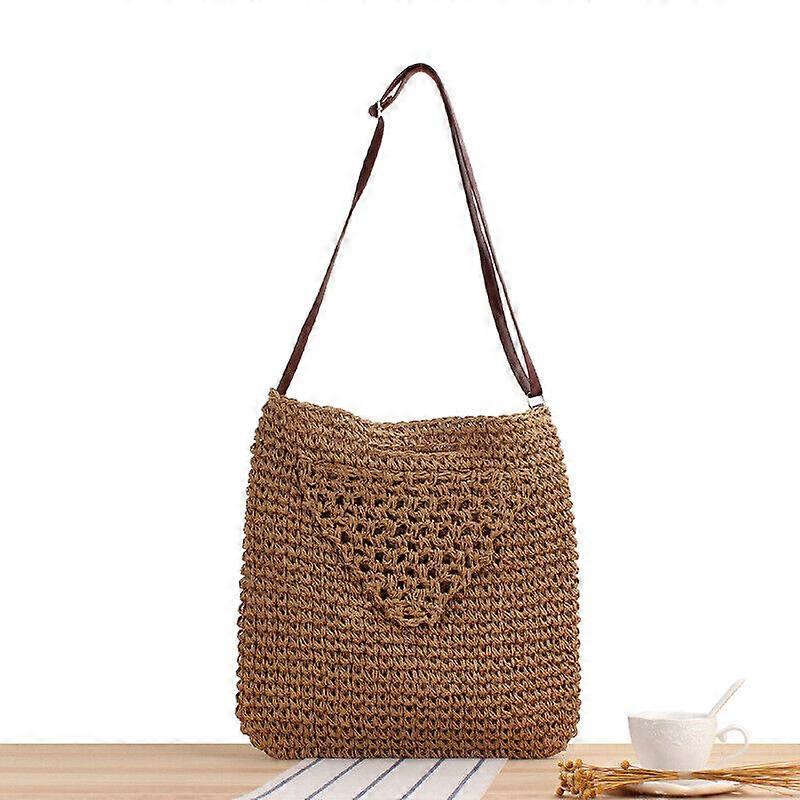 INS Casual Womens Messenger Triangular Pattern Summer Large Straw Beach Bag