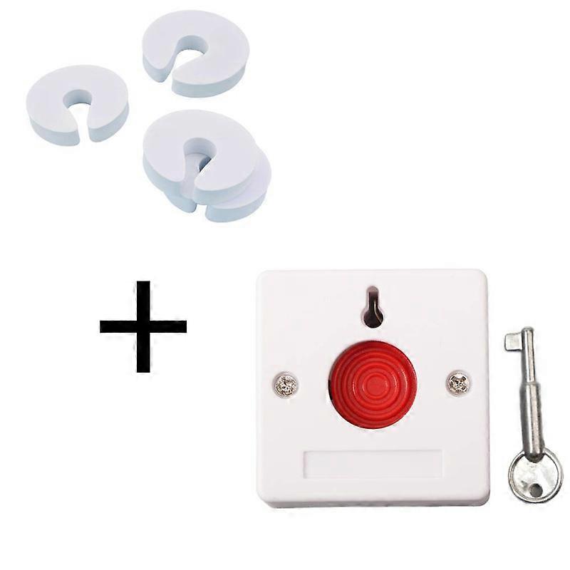 nice Emergency Alarm Button Efficient Fire Alarm Emergency Switch Panic Button with Key 250V+4PCS C Shape Door Stopper Soft EVA Reusable Safety Finger