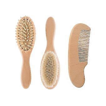 Baby Hair Pettine 3pcsset Faggio Lana Capelli Spazzola Testa Pettine Testa Massaggiatore