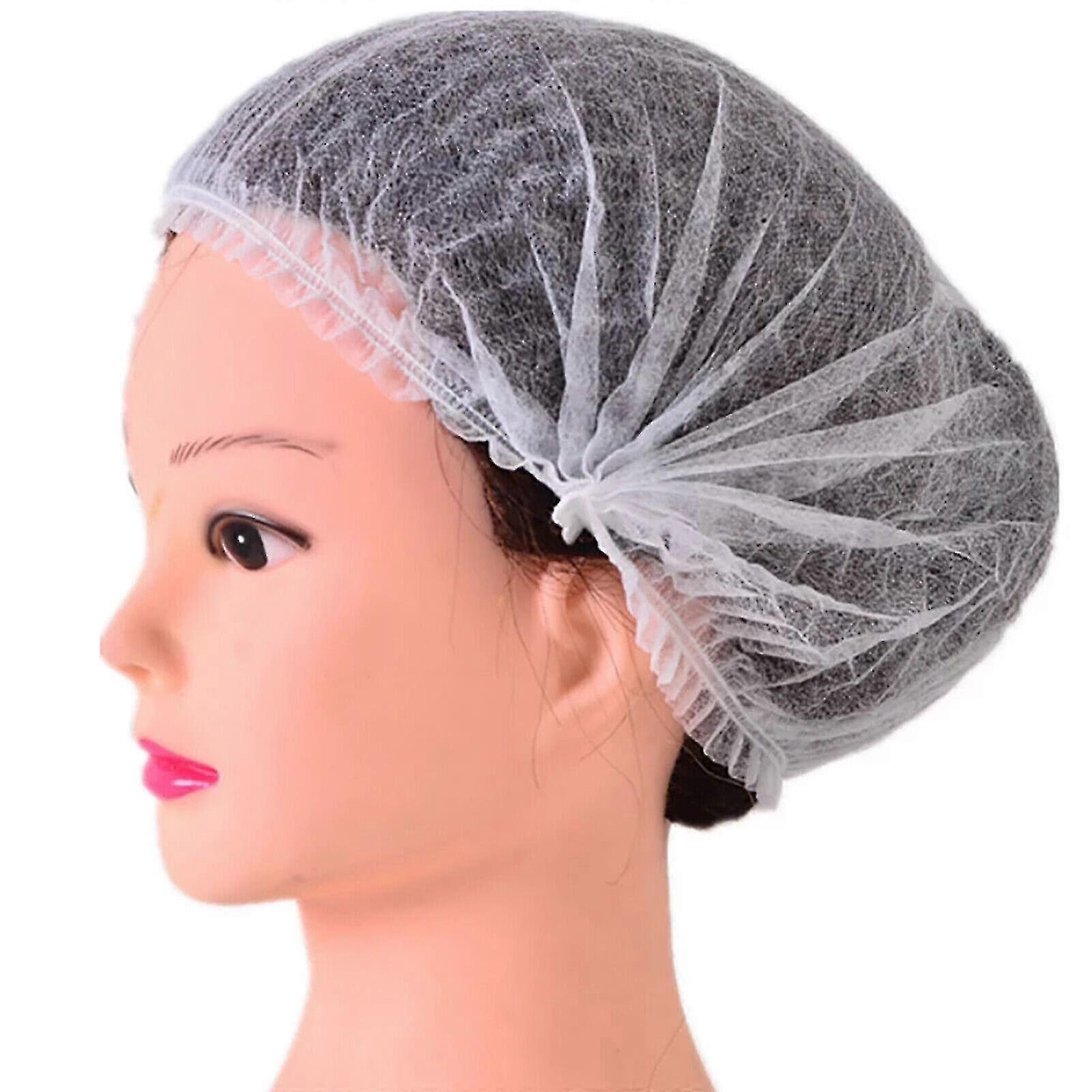 100st Engångshår Netto Kepsar Hairnet Dammhuvudskydd Stretch elastisk hatt